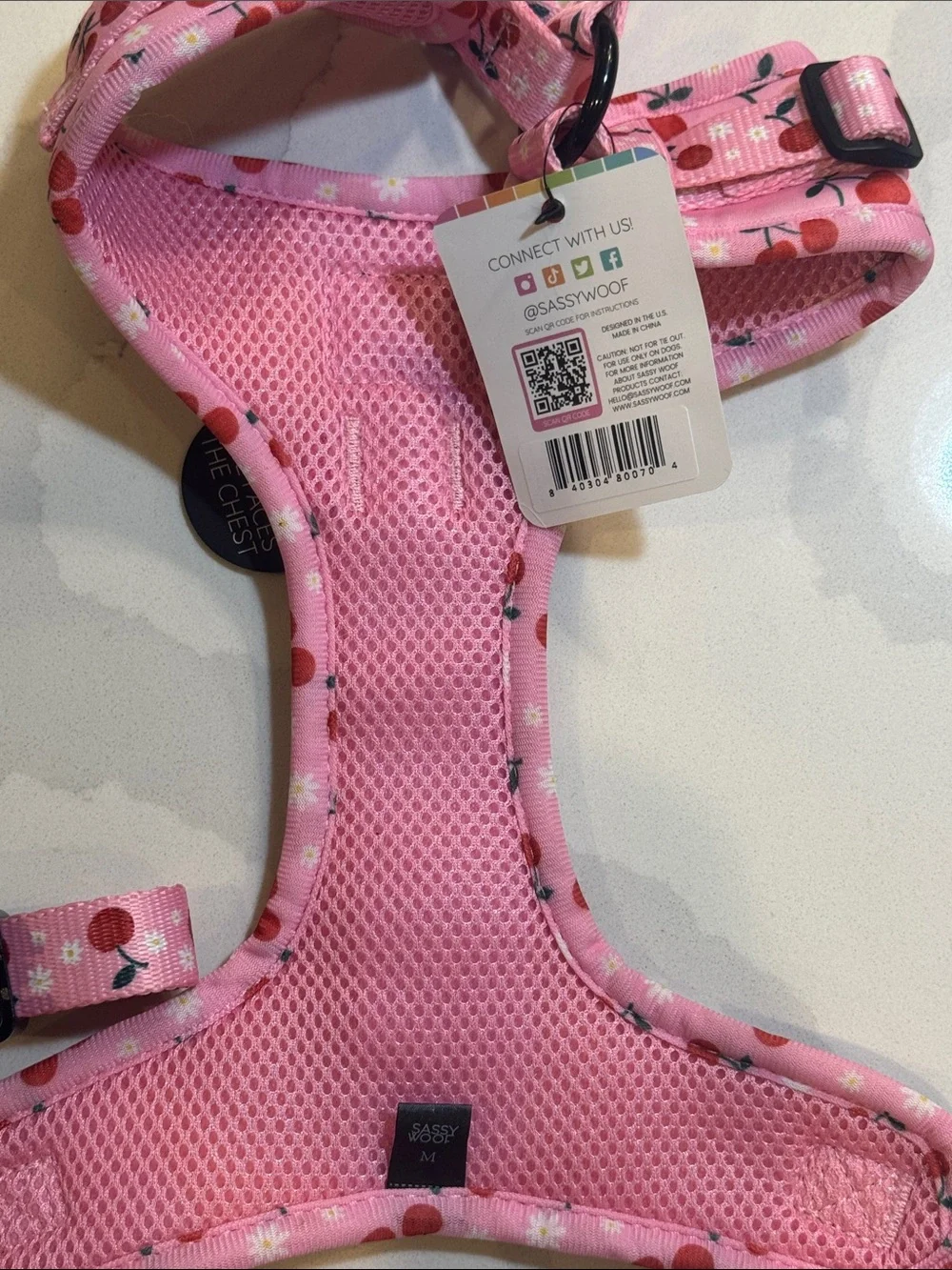 Pink Cherry Dog Harness - Medium